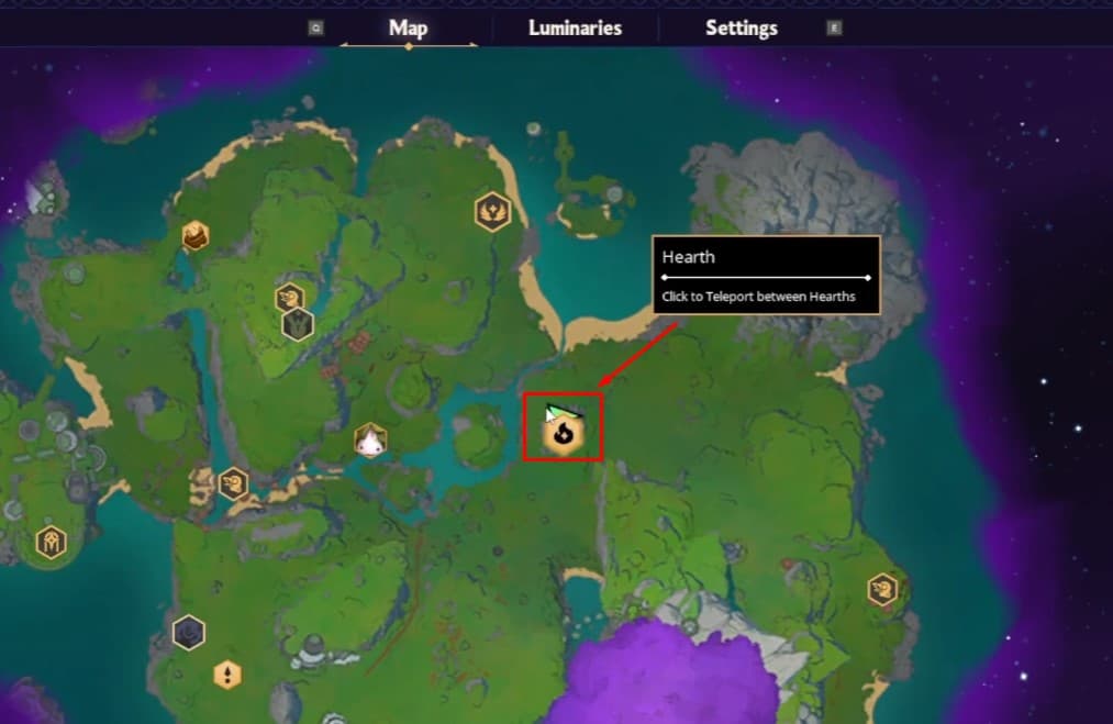 Map route to Chirili Crater Cinderbloom farm