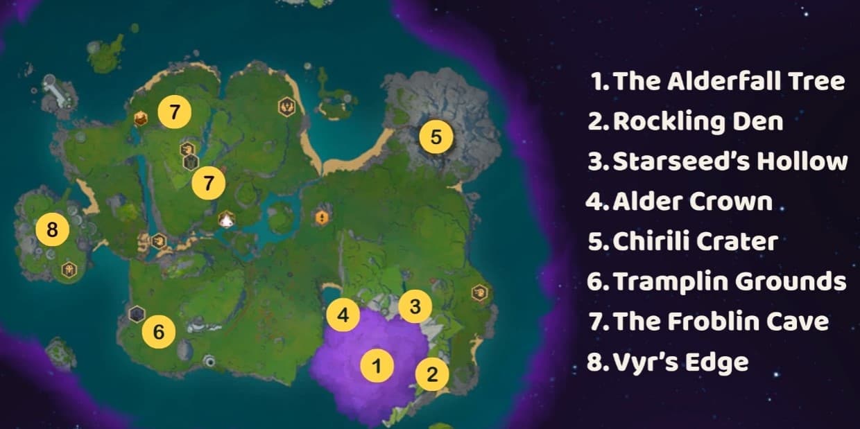 Witchspire world map 1 with labeled locations