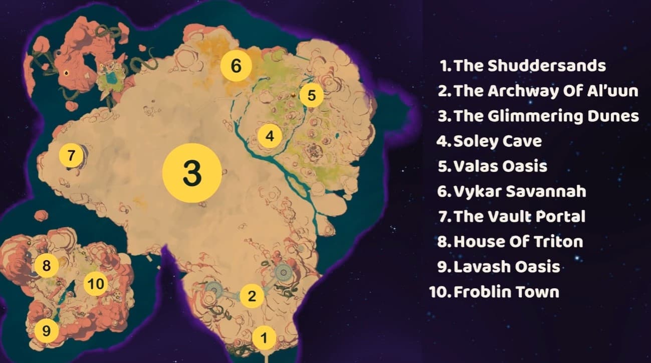 Witchspire world map 5 with labeled locations
